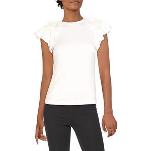 Alexis Womens Cassis White Casual Cotton Ruffle Sleeve Pullover Top Top NWOT